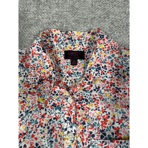 J Crew Liberty Art Fabrics Top Womens 10 White Pink Popover Floral Lightweight - Picture 5 of 10